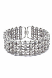 Mawi London Silver Metal Bike Chain Choker Necklace with Crystal Details