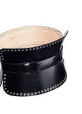 Alexander McQueen Black Leather Silver Metal Grommet Eyelid Corset Belt Pre Fall 2017