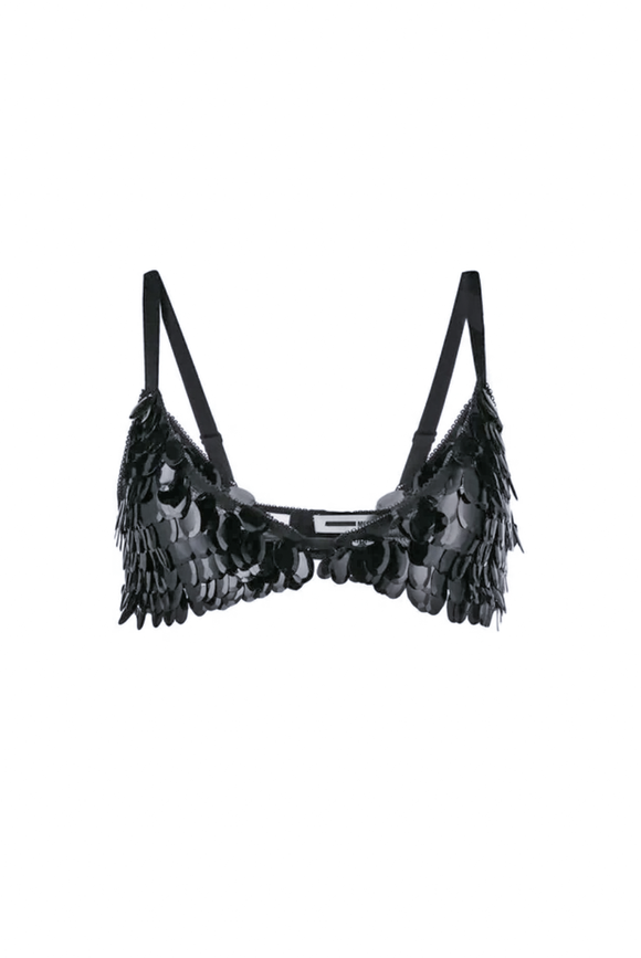 Alexander McQueen Mcq Black Sequin Bra Top