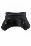 Alexander McQueen Black Leather Corset Waist Hip Bustle Metal Ring Belt