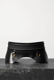 Alexander McQueen Black Leather Corset Waist Hip Bustle Metal Ring Belt