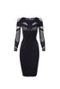 Alexander McQueen Mcq Black Fishnet Insert Mesh Body Con Stretch Dress