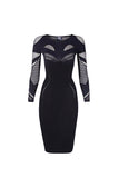 Alexander McQueen Mcq Black Fishnet Insert Mesh Body Con Stretch Dress