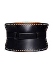 Alexander McQueen Black Leather Silver Metal Grommet Eyelid Corset Belt Pre Fall 2017