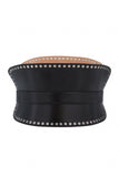 Alexander McQueen Black Leather Silver Metal Grommet Eyelid Corset Belt Pre Fall 2017