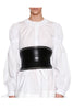 Alexander McQueen Black Leather Silver Metal Grommet Eyelid Corset Belt Pre Fall 2017