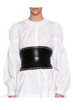 Alexander McQueen Black Leather Silver Metal Grommet Eyelid Corset Belt Pre Fall 2017