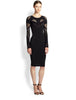 Alexander McQueen Mcq Black Fishnet Insert Mesh Body Con Stretch Dress