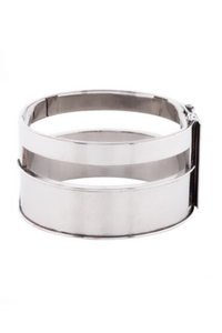 Alexander McQueen Silver Cut Out Cuff Bracelet