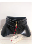 Alexander McQueen Black Leather Corset Waist Hip Bustle Metal Ring Belt