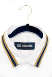 Les Hommes White Gold Lame Embroidery Military Shirt