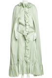 Valentino Style Vintage Donald Brooks Pastel Green Floors Length Opera Cape with Ruffle Trim