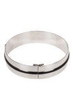 Missoni Silver Metal Black Enamel Stripe Wide Choker Necklace