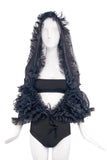 Molly Goddard Black Tulle Ruffle Sheer Versatile Cape Hood Cloak Cardigan Jacket