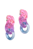 Monies Pink Purple and Blue Lucite Link Drop Earrings