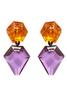 Monies Amber Orange Amethyst Purple Lucite Resin Rock Crystal Earrings