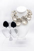 Monies Oversized Oval Lucite and Black Ebony Earrings