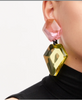 Monies Pink Canary Yellow Lucite Resin Chunky Diamond Earrings