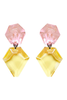 Monies Pink Canary Yellow Lucite Resin Chunky Diamond Earrings