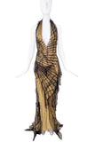 Roberto Cavalli Yellow with Black Tulle "Courtney Love" Dress Gown Spring Summer 2001 Runway