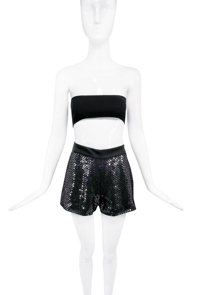 Moschino Black Sequin Hot Shorts Pants Saint Laurent Style