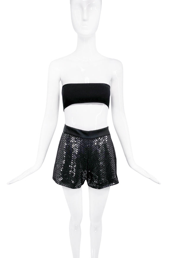 Moschino Black Sequin Hot Shorts Pants Saint Laurent Style