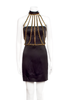 Moschino Couture Black Bustier Gold Chain Harness Cage Chanel Style Dress
