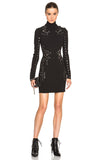 Mugler Black Turtleneck Bodycon Dress with Silver Grommet Details Pre-Fall2015