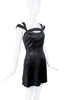 Mugler Thierry Mugler Vintage 90's Black Satin Double Strap Cut Out Mini Dress