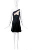 God Save Queens Mugler Style Black Stretch Cut Out Netting One Shoulder Dress