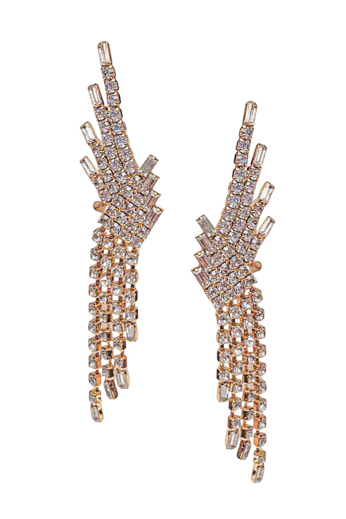 Vintage Gold Crystal Spok Ear Thierry Mugler Style Earrings