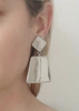 Mugler Silver Metal Trapezoid Futuristic Earrings