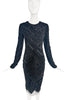 Mugler Black Beaded Abstract Sequin Embellished Pattern Sheer Gown Dress