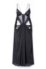 Mugler Black Cut Out Sheer Strap Gown
