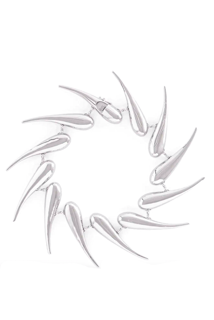 Mugler Silver Massive Spike Drop Necklace