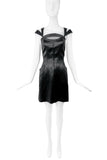 Mugler Thierry Mugler Vintage 90's Black Satin Double Strap Cut Out Mini Dress