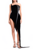 Mugler Black Velvet Corset Hourglass Padded Asymmetric Exaggerated Sculptural Tails Dress Gown