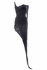Mugler Black Velvet Corset Hourglass Padded Asymmetric Exaggerated Sculptural Tails Dress Gown