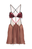 Nensi Dojaka Brown Heart Cut Out Chiffon Mini Dress Spring 2022