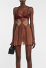 Nensi Dojaka Brown Heart Cut Out Chiffon Mini Dress Spring 2022