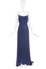 Esteban Cortezar Navy Blue Mesh Slip Dress Gown