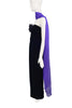 Nina Ricci Black Velvet Bustier Dress Gown with Glitter Flower and Purple Chiffon Scarf