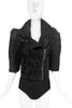 Nina Ricci by Oliver Theyskens Black Suede Metallic Frings Super Extreme Shoulder Pads Biker Jacket
