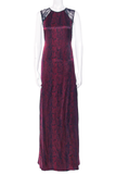 Nina Ricci Red Black Silk Snake Print Lace Inlay Dress Gown
