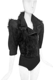Nina Ricci by Oliver Theyskens Black Suede Metallic Frings Super Extreme Shoulder Pads Biker Jacket