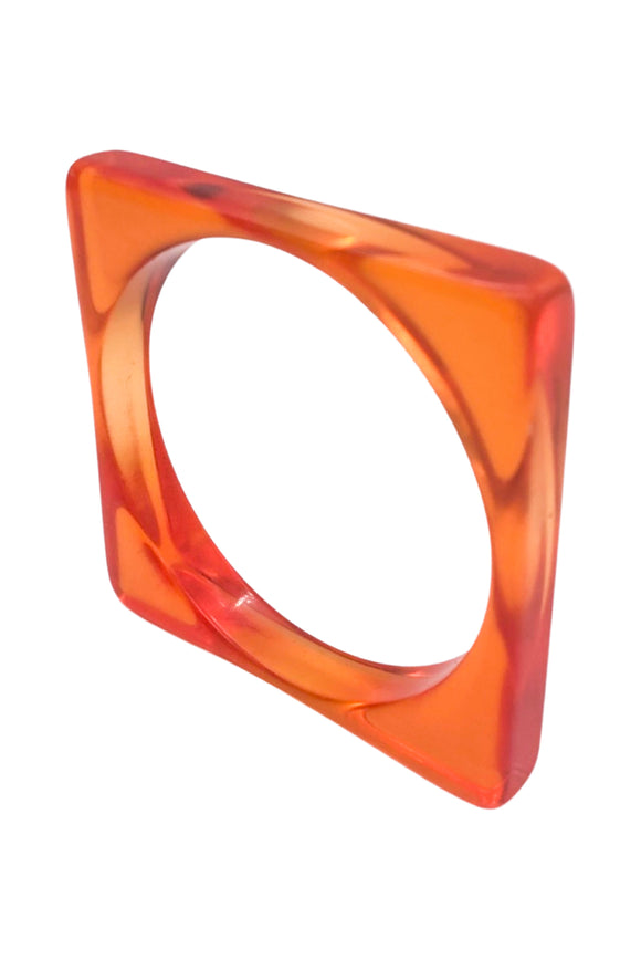 Vintage Orange Lucite Resin Square Bracelet