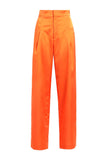 NineMinutes Italy Neon Orange Satin High Waisted Suit Pants