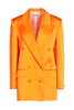 NineMinutes Italy Neon Orange Satin Double Breasted Blazer Suit Jacket