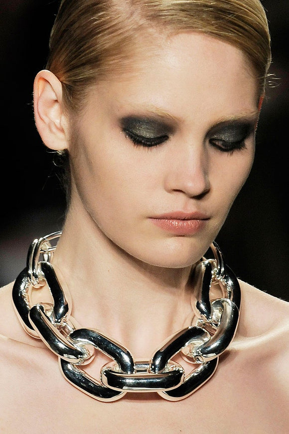 Ben Amun Runway Silver Metal Oversized Link Chain Necklace