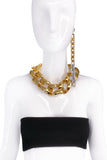 Vintage Dual Tone Gold Silver Extra Long Chain Link Earring